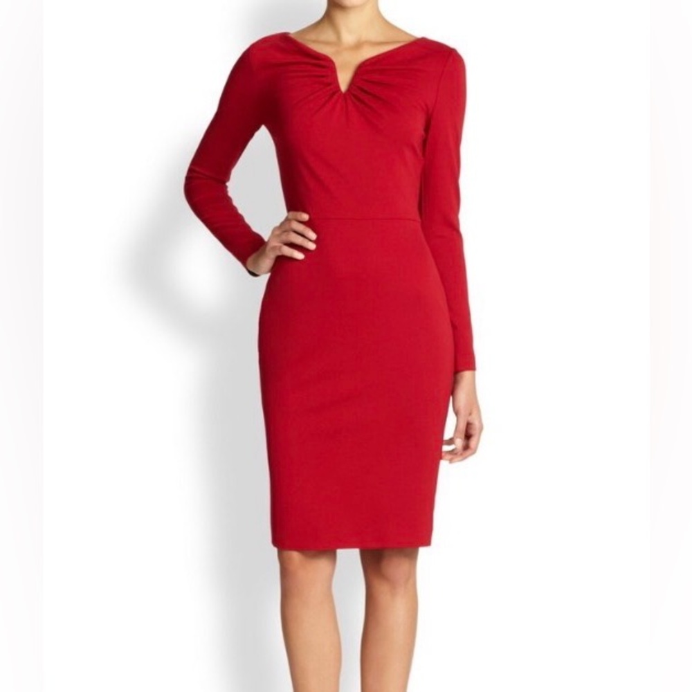 Escada Vibrant Red Long-Sleeve Dress